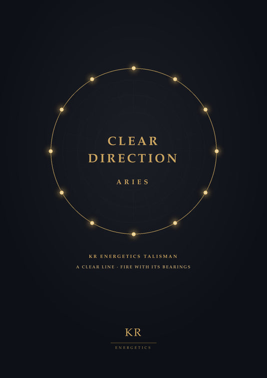 Clear Direction · Aries · A clear line, fire with its bearings · KR Energetics Talisman