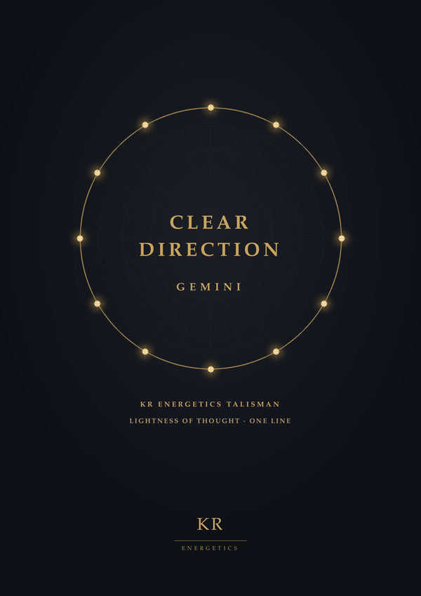 Clear Direction · Gemini · Lightness of thought, one line · KR Energetics Talisman