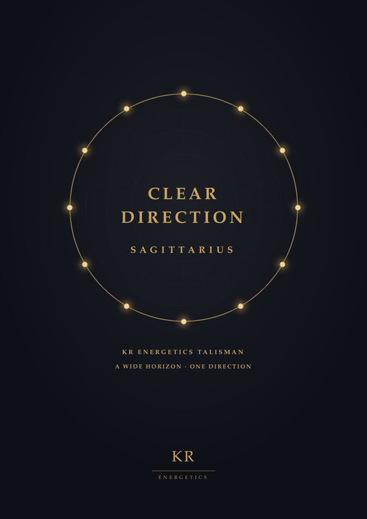 Clear Direction · Sagittarius · A wide horizon, one direction · KR Energetics Talisman
