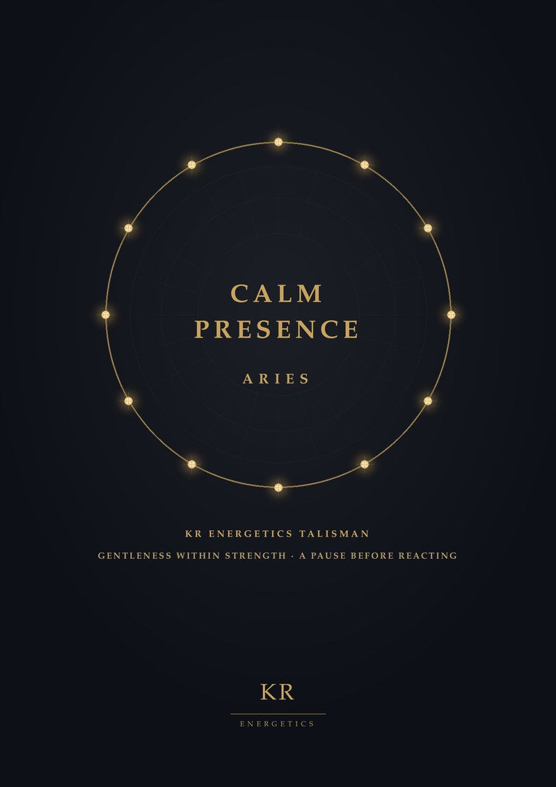 Calm Presence · Aries · Gentleness within strength, a pause before reacting · KR Energetics Talisman