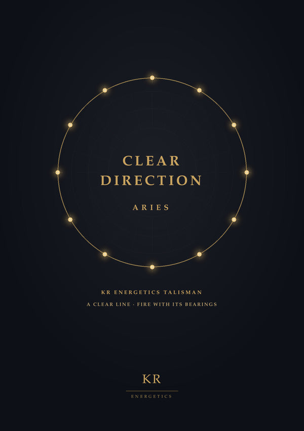 Clear Direction · Aries · A clear line, fire with its bearings · KR Energetics Talisman