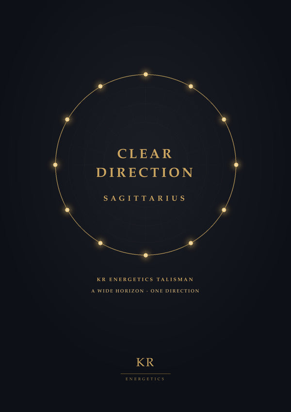 Clear Direction · Sagittarius · A wide horizon, one direction · KR Energetics Talisman