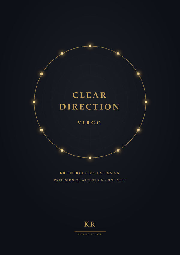 Clear Direction · Virgo · Precision of attention, one step · KR Energetics Talisman