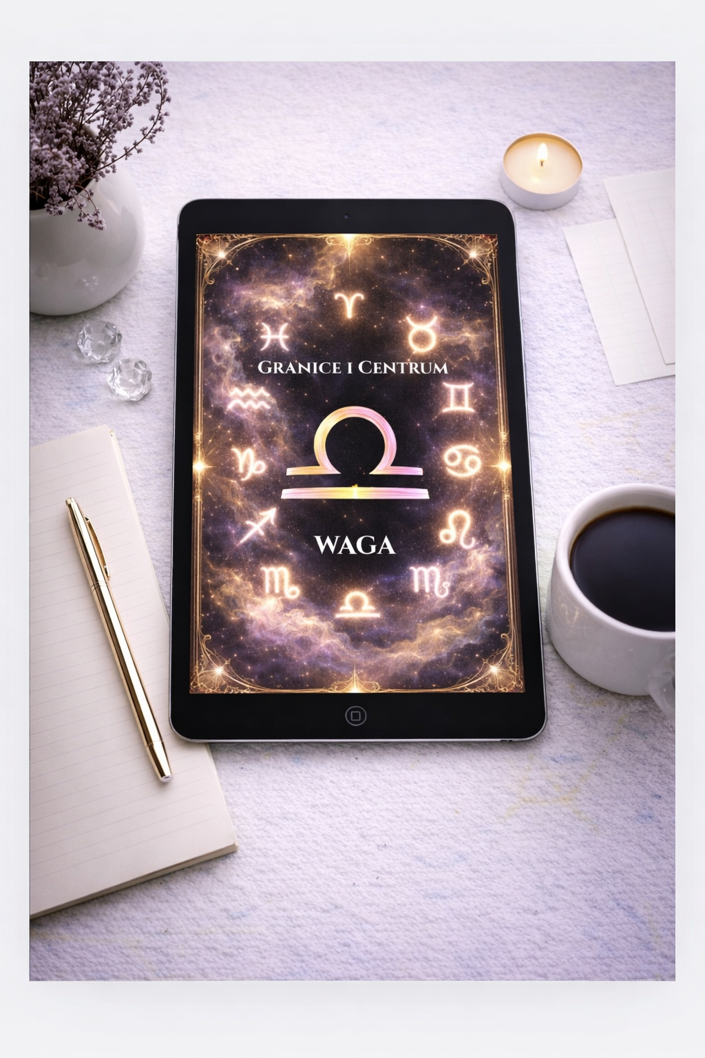 Talizman Wagi Granice i Centrum – Równowaga • Harmonia i Delikatne Granice • Tapeta cyfrowa • KR Energetics