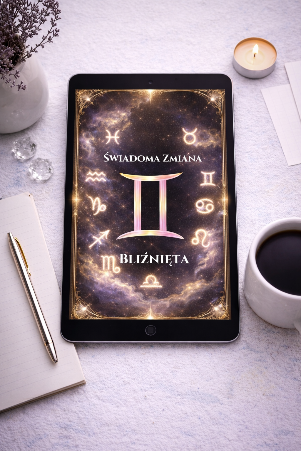 Talizman Świadomej Zmiany Bliźniąt  Jasność umysłu • Lekkość • Kierunek • Aktywacja żywiołu powietrza | Tapeta zodiaku + przewodnik.